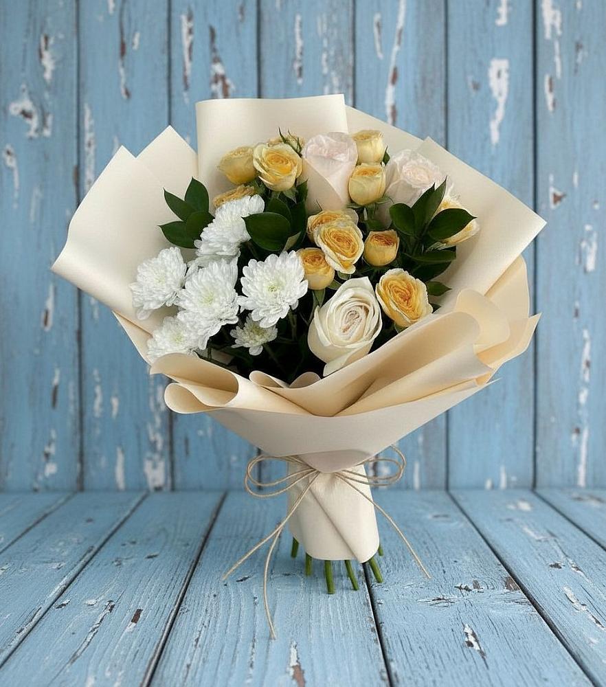Букет цветов из: Розы и Хризантемы в Винодельненском