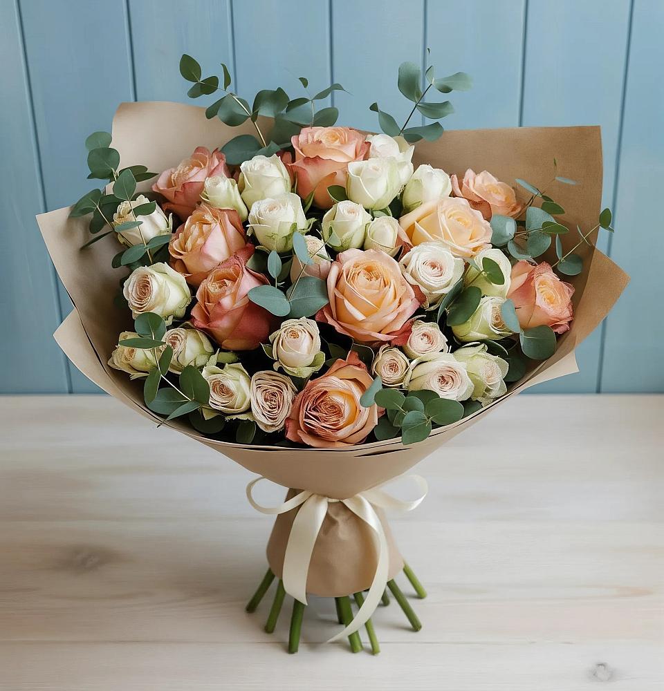 Букет цветов из: Альстромерии и Розы в Винодельненском