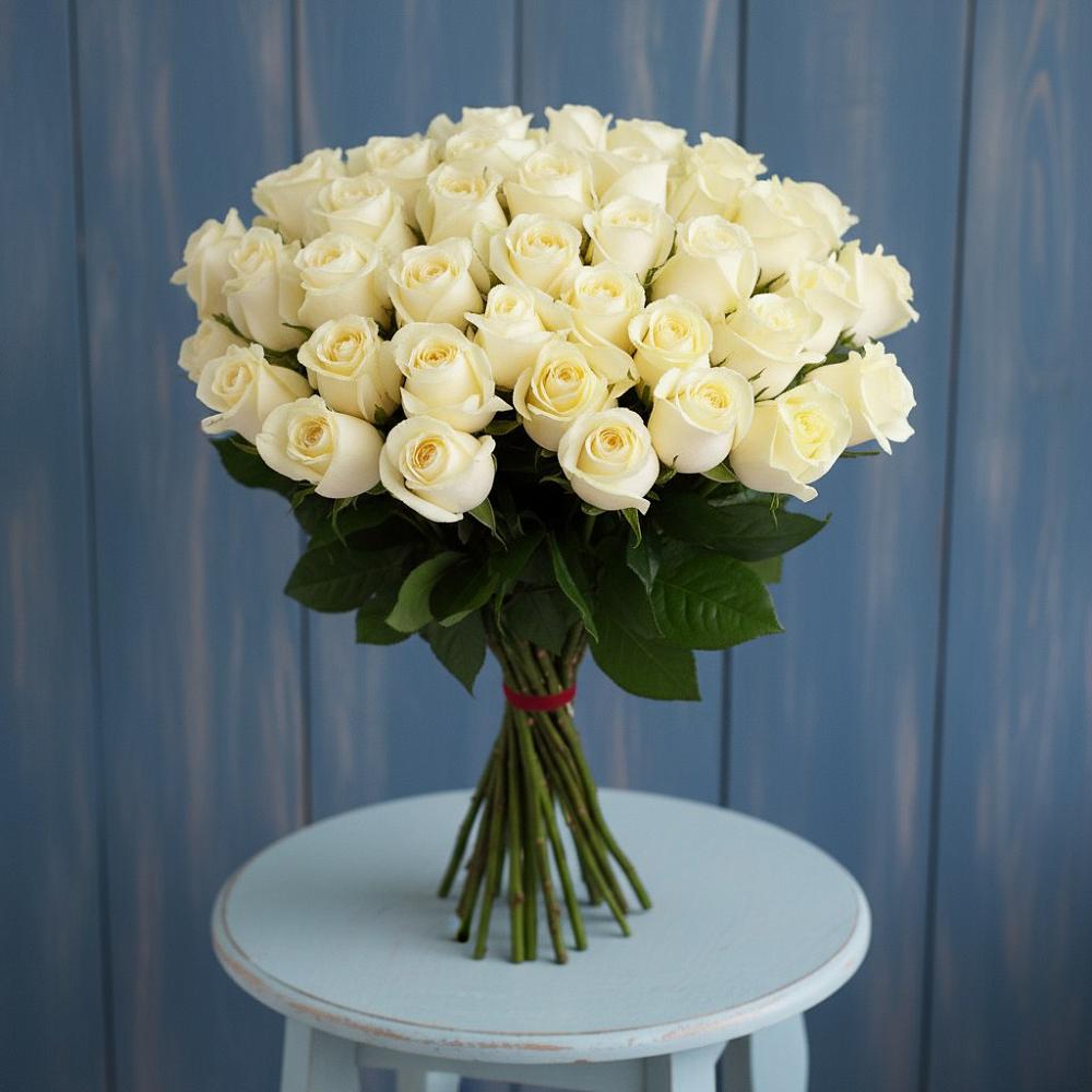 Букет 51 Белая роза Эдлесс Лав в Винодельненском