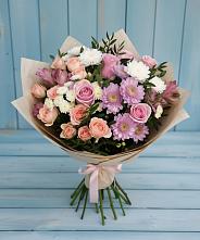 Букет цветов из:  Хризантемы, Розы и Альстромерии #REPLACE_PRED# Винодельненском